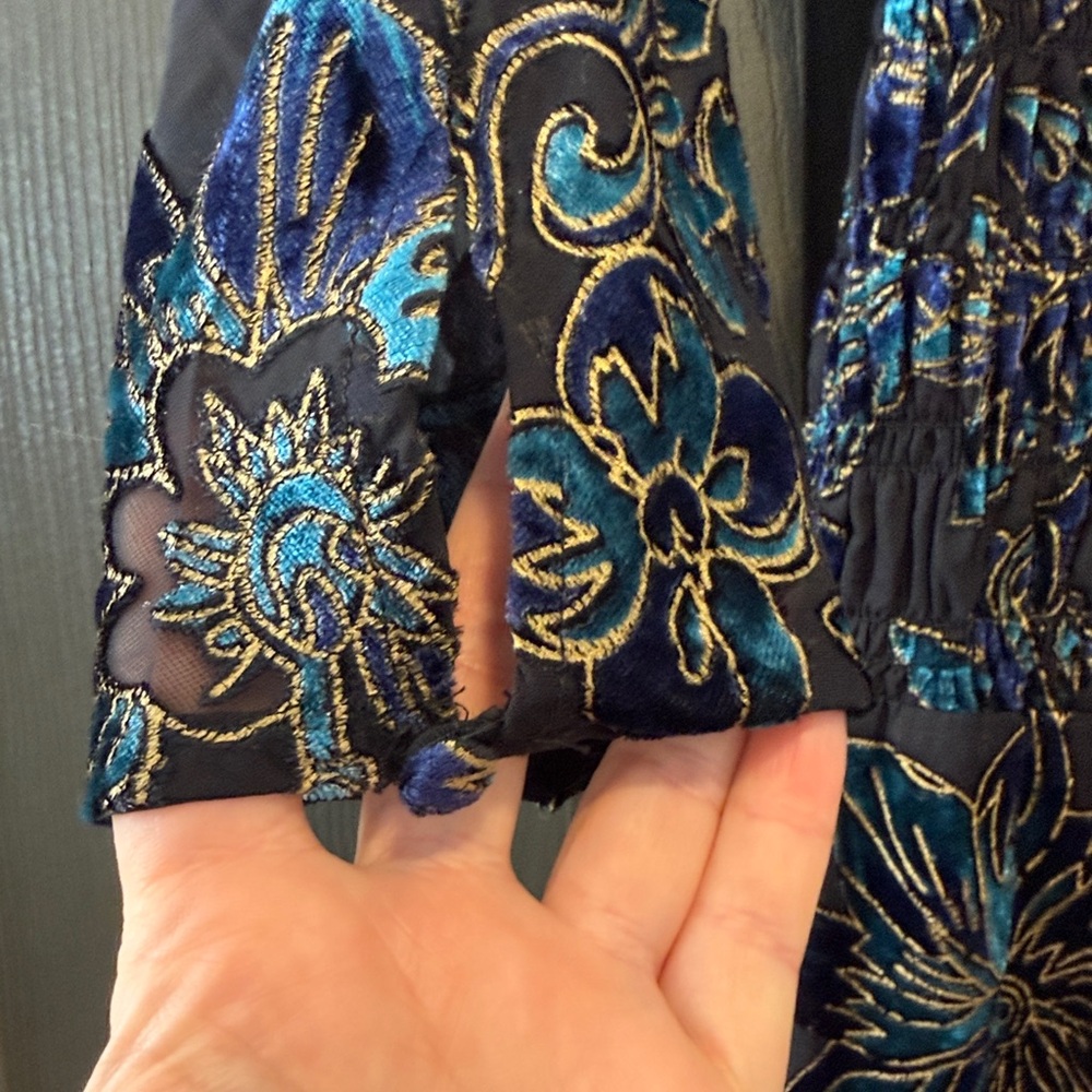 Aqua Bloomingdale’s Velvet Burnout Maxi BOHO Dress - Large - Picture 10 of 10